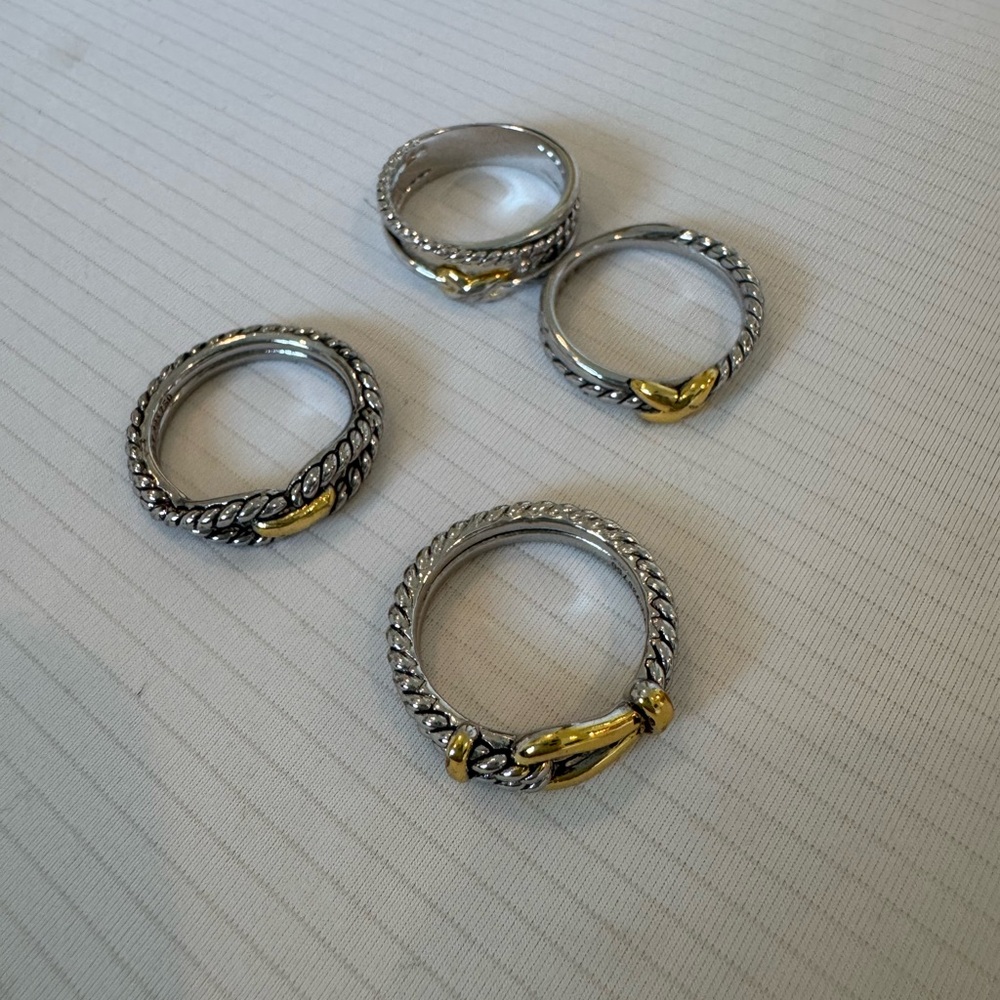Two-Tone Silver and Gold Rope Stackable Ring